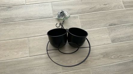 Double Hanging Planter with Metal Stand