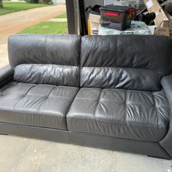 Gray Leather Sofa