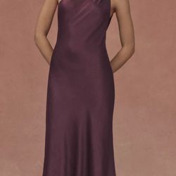 Anthropologie BHLDN Nicoletta satin midi dress in Dark Violet, Small