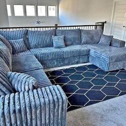 BRAND NEW! GREY BLACK BEIGE OVERSIZED CORDUROY SECTIONAL! 3 MONTHLY PAYMENTS! 