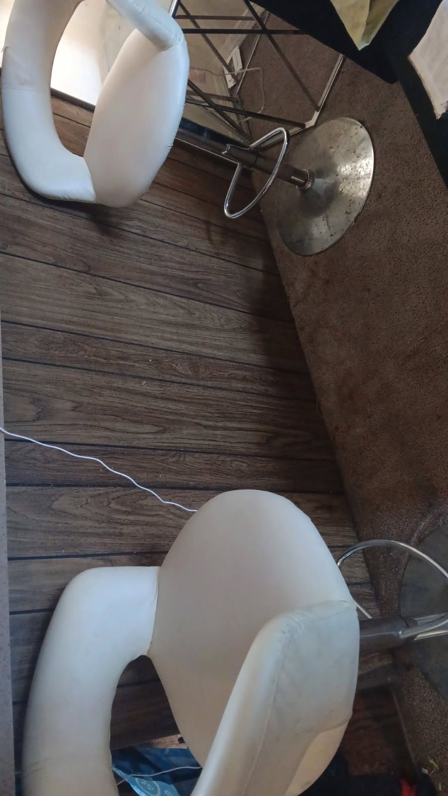 2 Faux Leather Off White Bar Stools