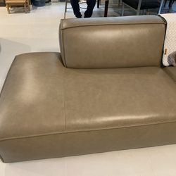 Leather Left Chaise Sofa (Castlery Jonathan/Taupe/Slight Damage)