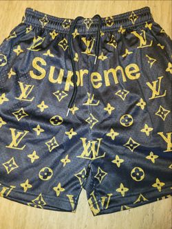 💯 PREMIUM HEAVYWEIGHT CUSTOM LOGO DOUBLE MESH SATIN SHORTS...BRAND NEW SIZE LARGE