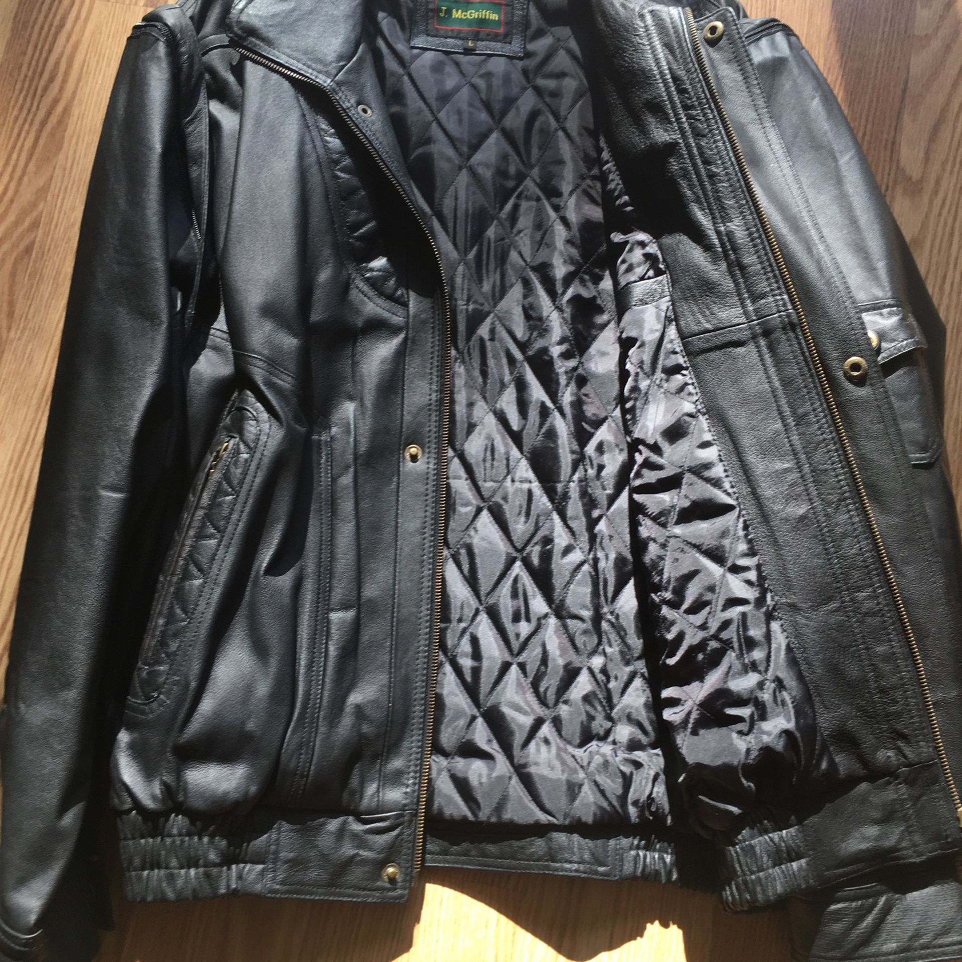 LEATHER MOTORCYCLE JACKET SIZE L Made by McGriffin Brand New