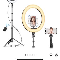 Weilisi 12" Selfie Ring Light with 63" Tripod Stand, Dimmable LED Ring Light with Phone Holder and Wireless Remote, [2-in-1] RGB & Selfie Stick for Ph