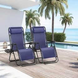 New Blue Anti Gravity Outdoor Patio Chairs Set of 2