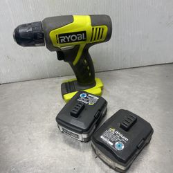 Ryobi HJP001 12v Cordless Drill 3/8" With Two Batteries No Charger 