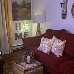 Red Sleeper Sofa Chair And Storage Ottoman 