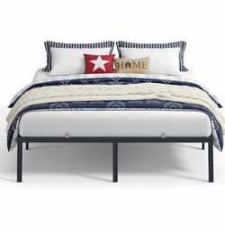 King Metal Bed Frame, 18 Inches Tall, 1100 lb Weight Capacity Heavy-Duty Platform Bed, No Box Spring Needed, Under-Bed Storage, Mattress Retainers, Ea