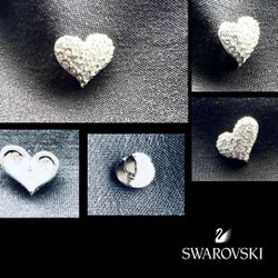 Swarovski two heart lapel pins 