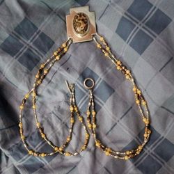  Silver Rare Leopard Jasper Quartz And Gold