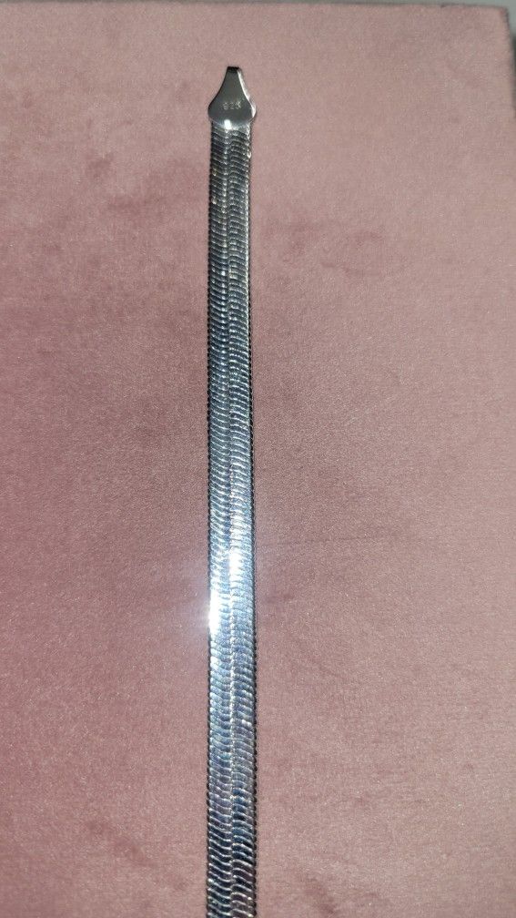 Solid .925 Sterling Silver Herringbone Bracelet