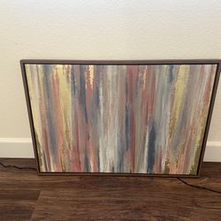 Large Framed Abstract Wall Art / Canvas Print – Modern Neutral + Gold Tones