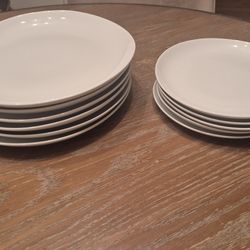 GREAT DEAL - 6 West Elm Uneven Circle Organic Porcelain Dinner Plates, 5 Side Plates And 4 Placemats