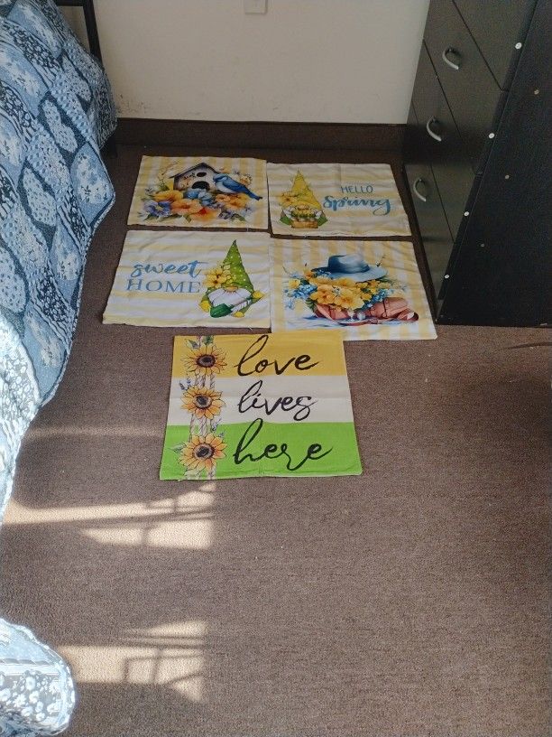 5 Piece Spring Time Pillow Cover