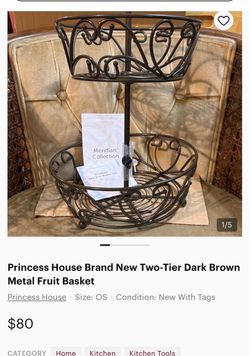Princess House Meridian Two-Tier Metal Basket