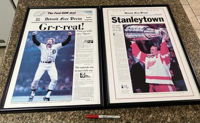 Detroit “WORLD CHAMPIONS” Framed Posters. “GIBBY & STEVIE Y”