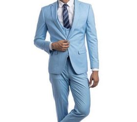 Check out our new three piece slim fit Sky Blue suit 