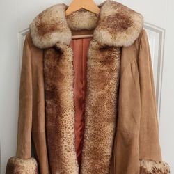 Womens Fur/Suede Coat by Skully (Size 10).