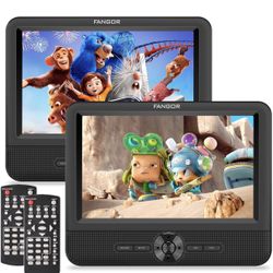 Car DVD Player Dual Screen, FANGOR 7.5 Inch DVD Player For Car Play The Same Or Two Different Movies With Headrest Straps, Support Last Memory, AV Out