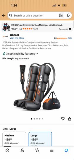 JZBRAIN Sequential Air Compression Recovery System : Professional Full Leg Compression Boots for Circulation and Pain Relief - Sequential Device for M