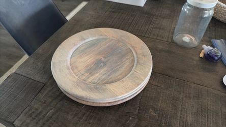 3 Wooden Charger Plates 