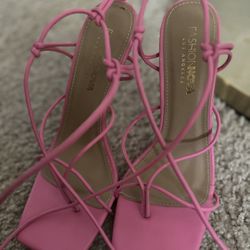 Pink Strap-Up Heels – Fashion Nova, Women’s Size 7.5