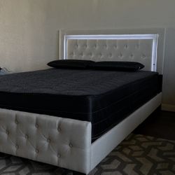 Brand New Queen Size Beige LED LIGHT Bed Frame With New Mattress/Fast Delivery