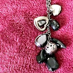 Long Silver & Black Necklace 