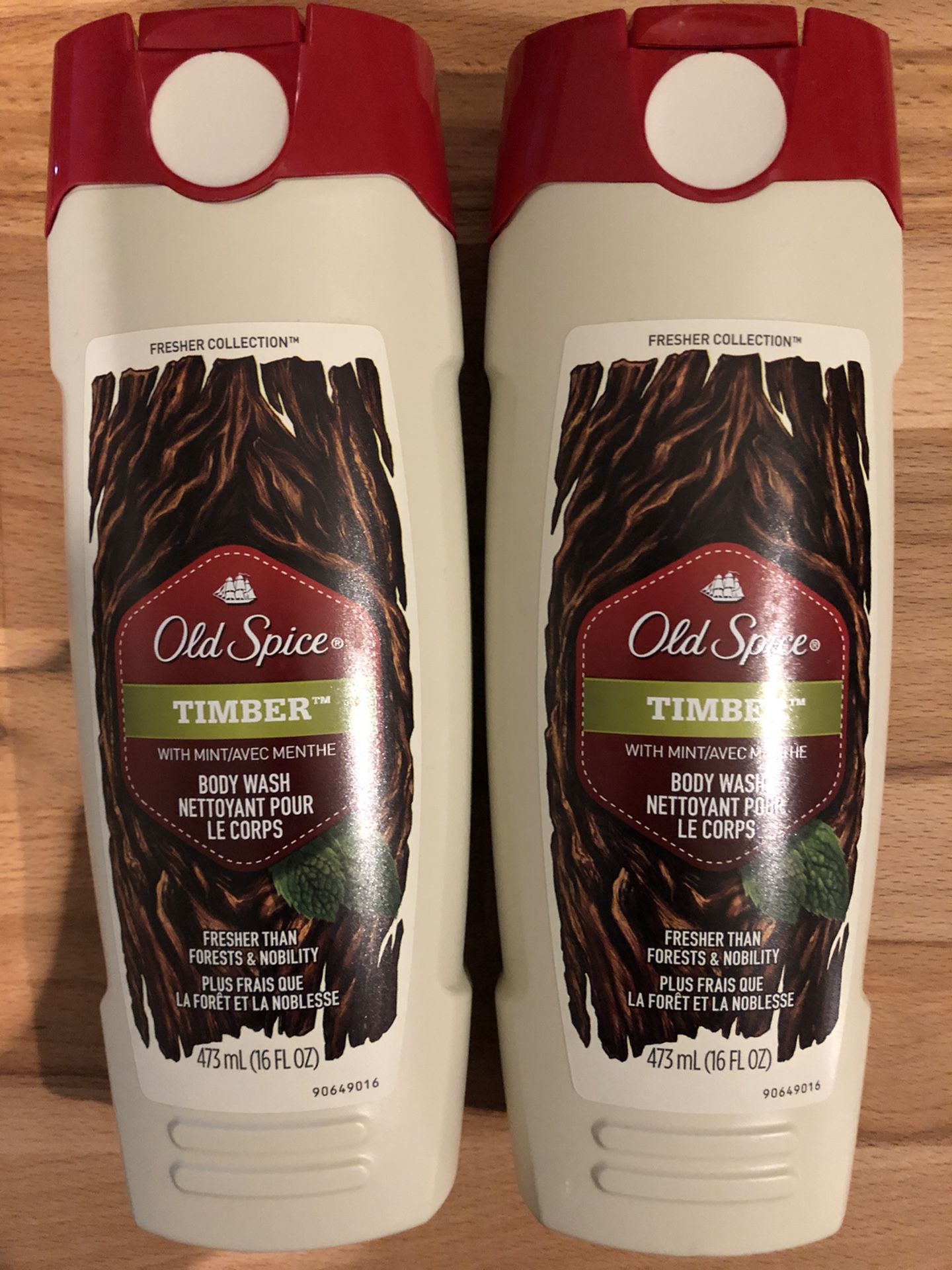 Pair of Old Spice Fresher Timber Body Wash for Men