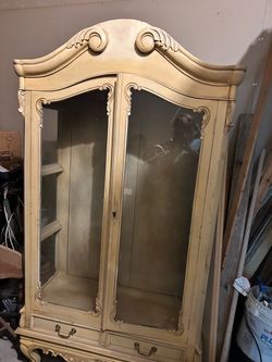French Provincial Glass Door Display Cabinet