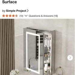  20 in. W x 28 in. H Rectangular Aluminum Light Medicine Cabinet with Mirror, Defogging, Mounted Recessed or Surfac