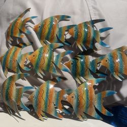 🏝️ Tropical Metal Wall Art Set – Fish, Palm Trees, Seahorses & Gecko (6 Pieces)