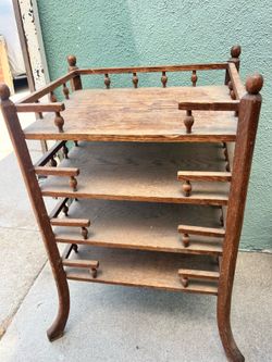 Antique Victorian Spindle-Tiered Wooden Plant Stand / Side Table