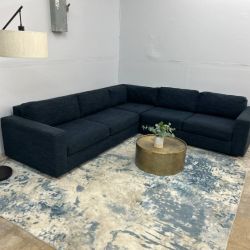 West Elm Urban 3-Piece Navy Sectional Couch