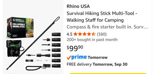 Heavy-duty Rhino USA Survival Tactical Hiking Stick Multi-Tool Hiking Walking Staff Trekking Pole