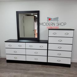 DRESSER WITH MIRROR AND CHEST 