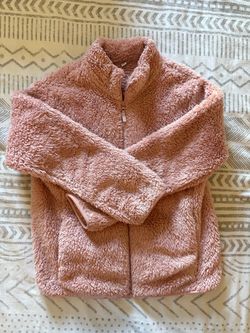 Pink Girls Uniqlo Teddy Fleece Zip-Up Jacket