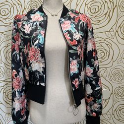 Ookie & lala satin Floral Bomber Jacket 