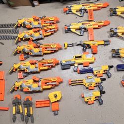 Various nerf dart blasters
