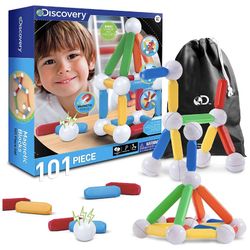 Discovery Kids 101-Piece Best Magnetic Tile Building Blocks Kit, Includes Storage Bag