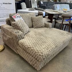 Living Room Light Brown 2 Arm Chaise Sofa 
