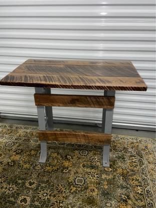 Beautiful handcrafted solid reclaimed wood, industrial steel desk & coordinating chair 