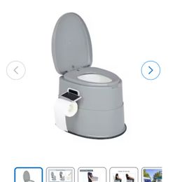 VINGLI Portable Toilet with Detachable Inner Bucket Removable Paper Holder Grey
