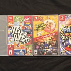 Switch Party Game Bundle - Just Dance 2021, Super Monkey Ball/Sonic Forces, Party Arcade, Tetris 99