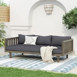 3 Seater Acacia Wood Outdoor Garden Patio Furniture Day Bed with Gray Cushions for Patio, Garden, Backyard $180 brand new  📍 Warehouse Address: 2745 