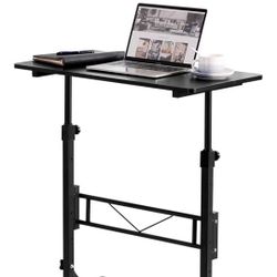 New Small Standing DeskAdjustable Height, Mobile Stand Up Desk with Wheels, 32 Inch Portable Rolling Desks for Walking Pad Treadmill Black