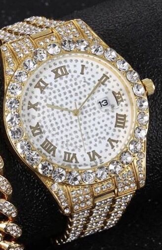Iced Out Date Bling Watch In Box *See My Other 800 Items*