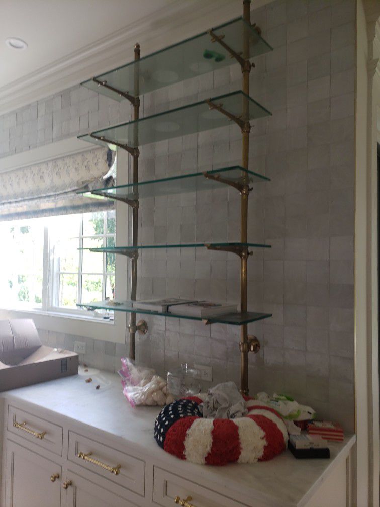 Fantastic French High End Solid Brass Wall Shelves 