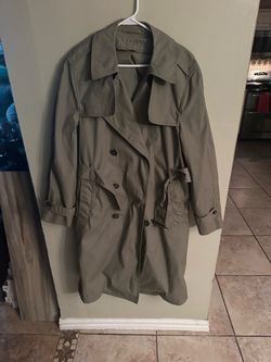 Olive Green Double-Breasted Trench Coat